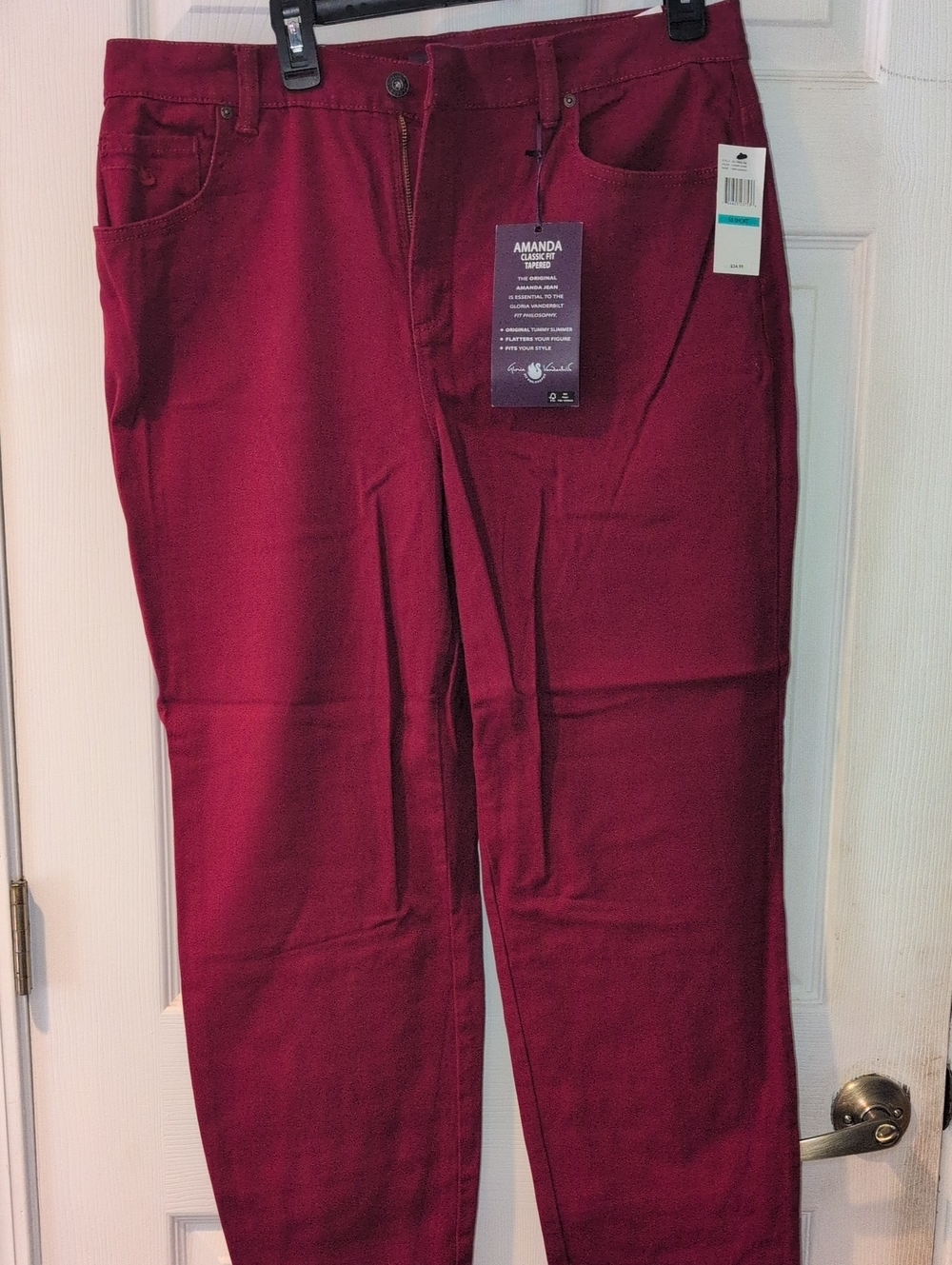 Gloria Vanderbilt Straight Leg Pants in Deep Wine Red